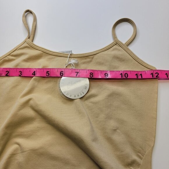 BEIGE Spaghetti Strap Tank Top Spandex Fitted Camisole- One Size- NEW - Picture 3 of 8